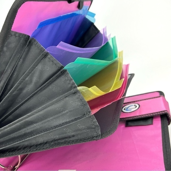 Case-It “The Open Tab” 2” Three Ring Binder Blue & White Chevron w/Pink New NWT - Picture 4 of 6